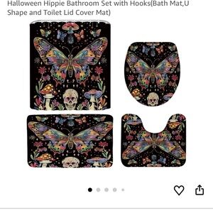 Colorful Butterfly and Skull Bathroom Set